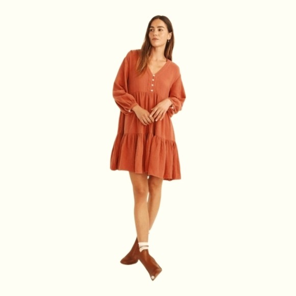 Madewell‎ Colette Mini Dress Boho Peasant Tiered Oversized Flowy - Picture 1 of 14